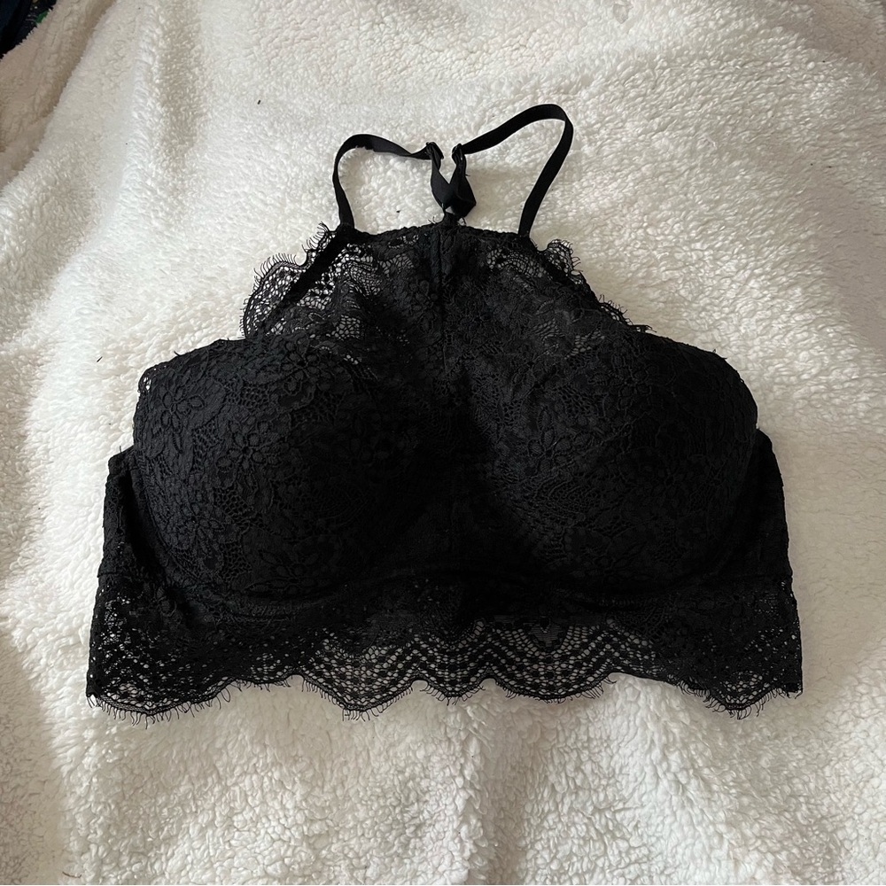 PINK Victoria’s Secret Push Up Lace Bralette Longline Full Back Black Large